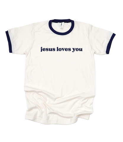 Jesus Loves You Ringer Graphic Tee
