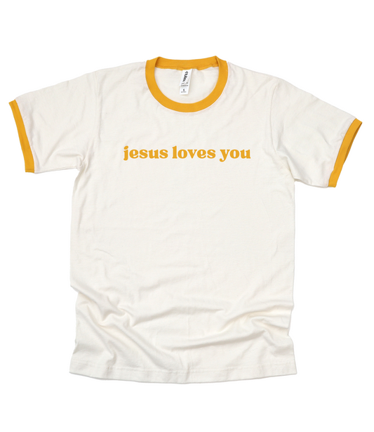Jesus Loves You Ringer Graphic Tee