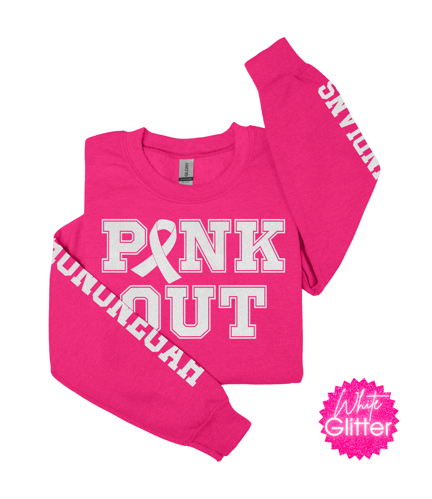Glitter Hononegah High School Pink Out Heavy Blend™ Crewneck Sweatshirt