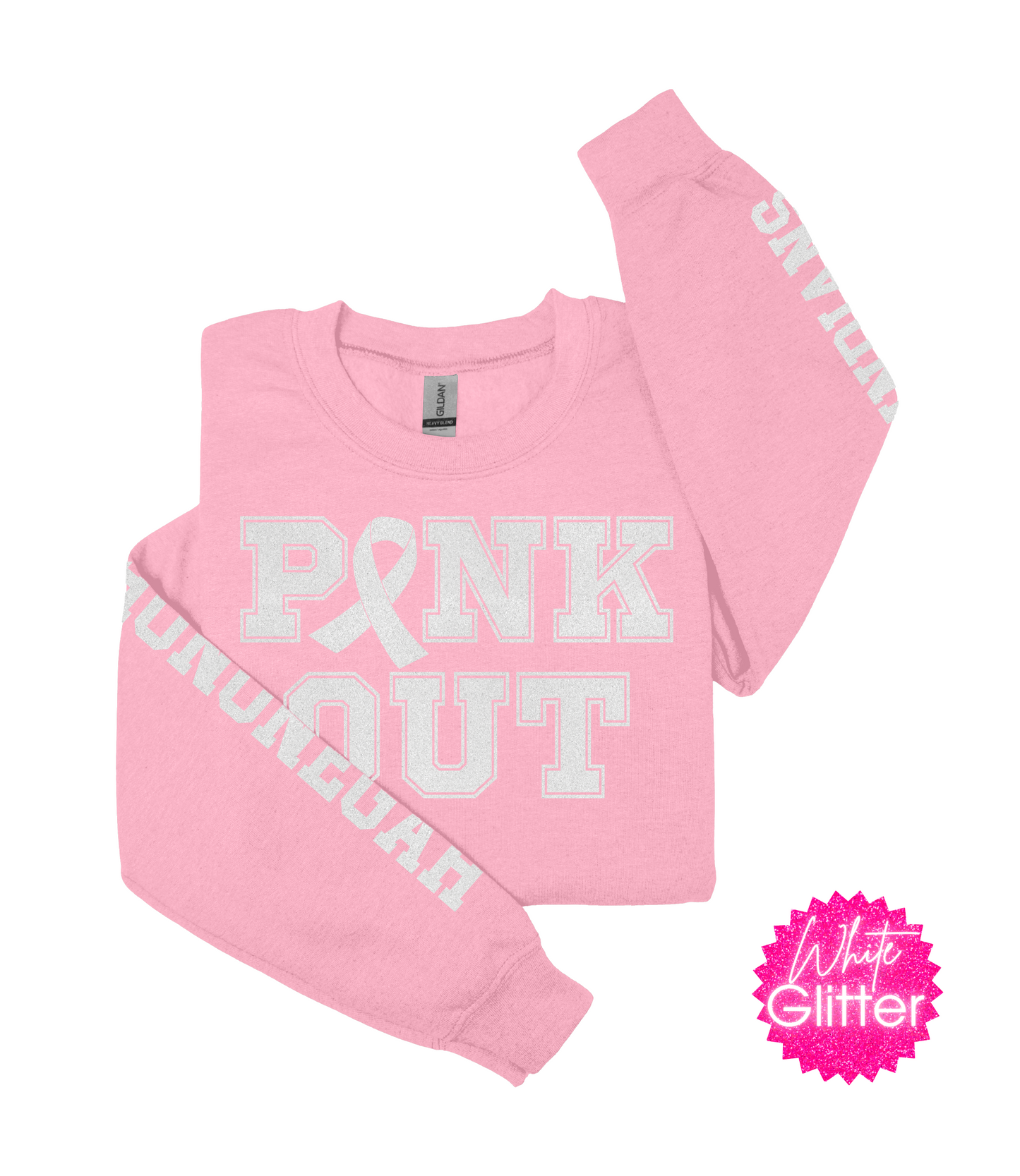 Glitter Hononegah High School Pink Out Heavy Blend™ Crewneck Sweatshirt