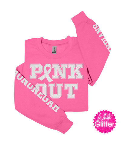 Glitter Hononegah High School Pink Out Heavy Blend™ Crewneck Sweatshirt