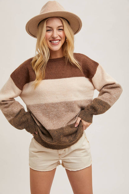 Color Block Sknit Sweater Pullover