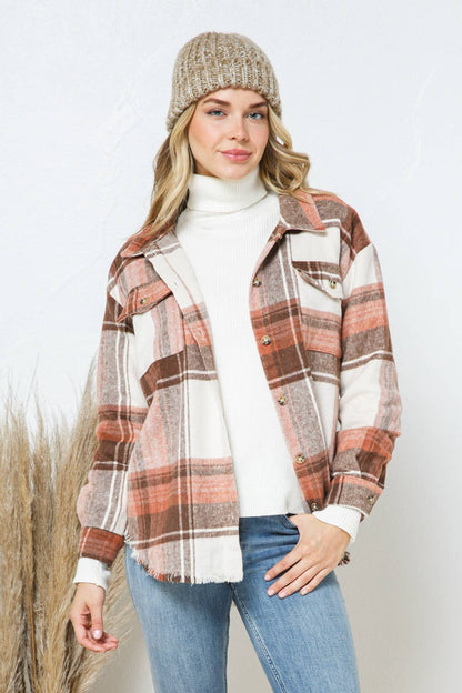 Yarn Dyed Plaid Shirt Jacket Shacket