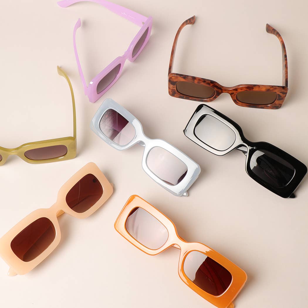 Bold Rectangular Frame Sunglasses