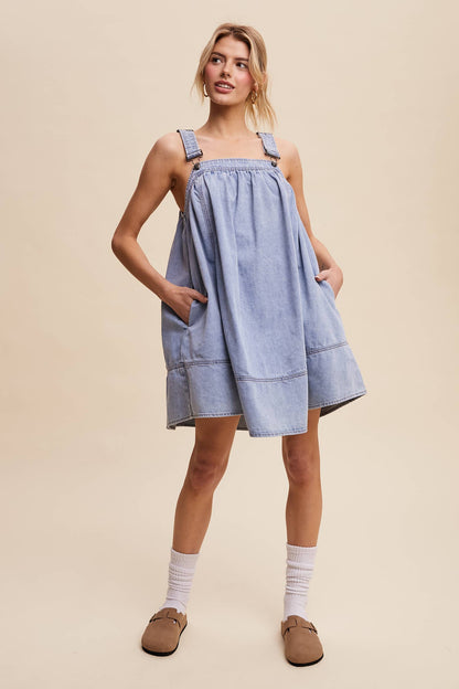 Denim A-Line Overall Dress