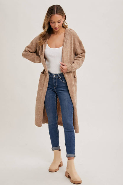 Longline Hoodie Open Front Cardigan