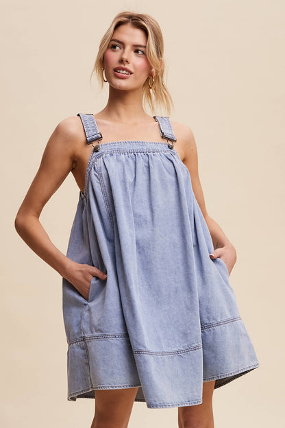 Denim A-Line Overall Dress